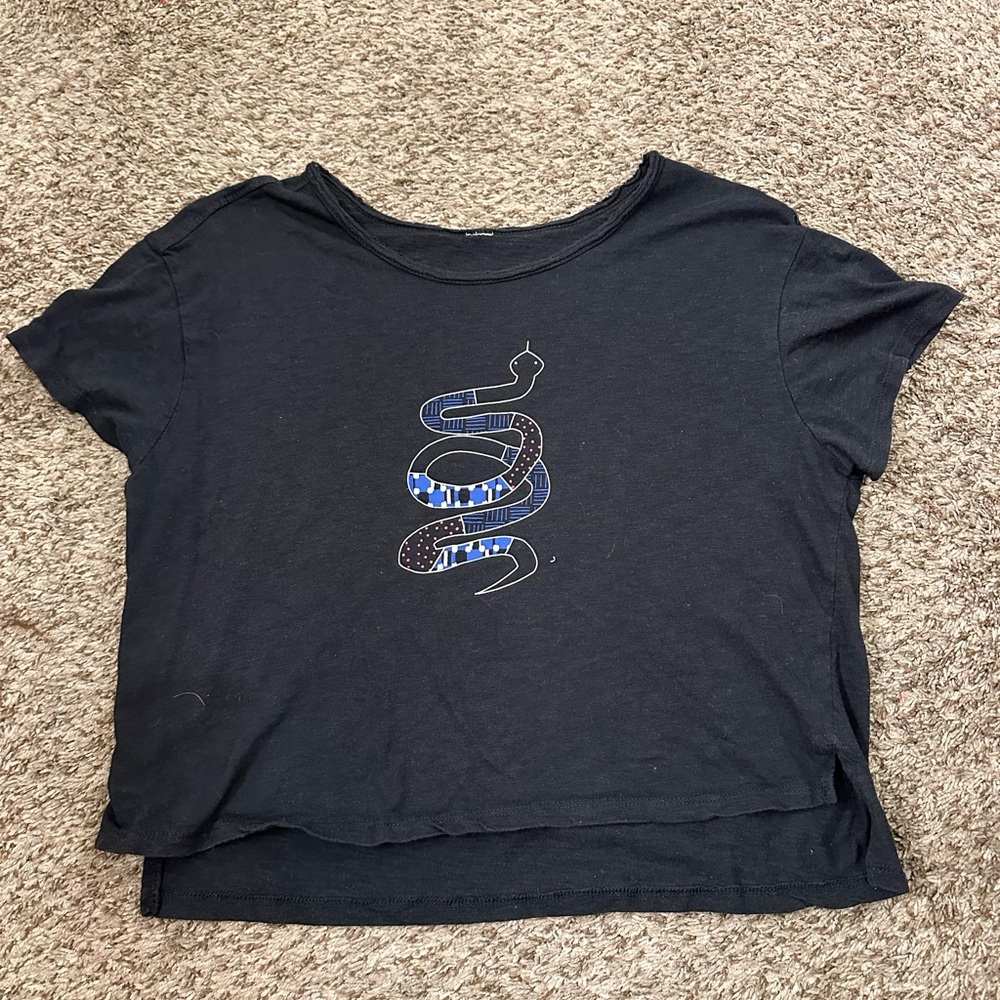 Black T-Shirt with Blue Snake Graphic